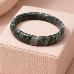Moss Agate Stone Bangle Bracelet Polished Green Bracelet Natural Gemstone
